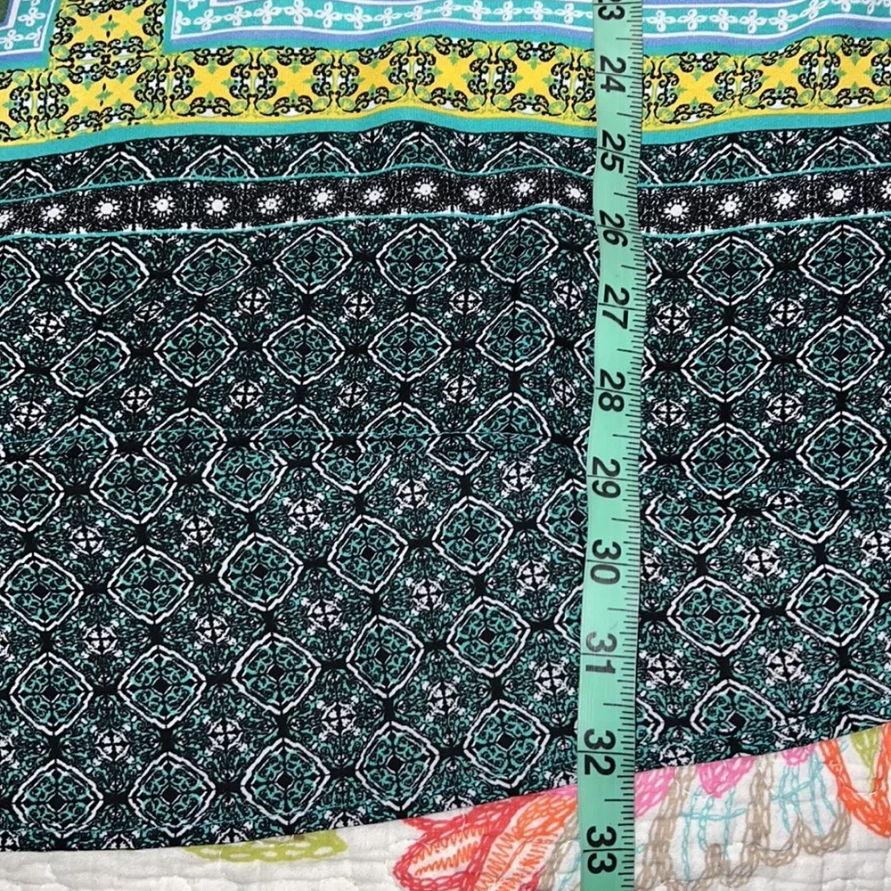 CATO womens plus size 22/24W blouse 3/4 sleeves geometric pattern green yellow - Picture 5 of 9